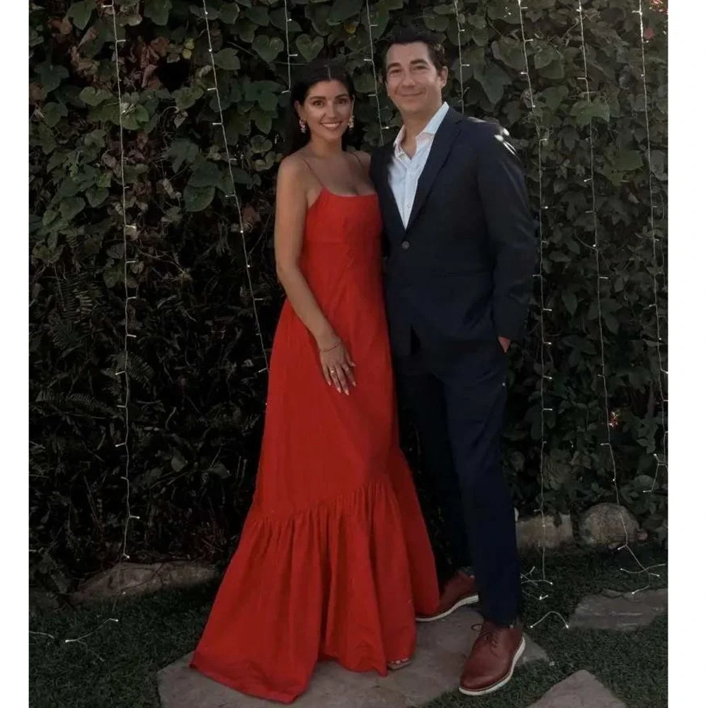 Staud Florence Gown Red Maxi Dress Spaghetti Strap Sleeveless A-Line Sz L - Picture 7 of 16